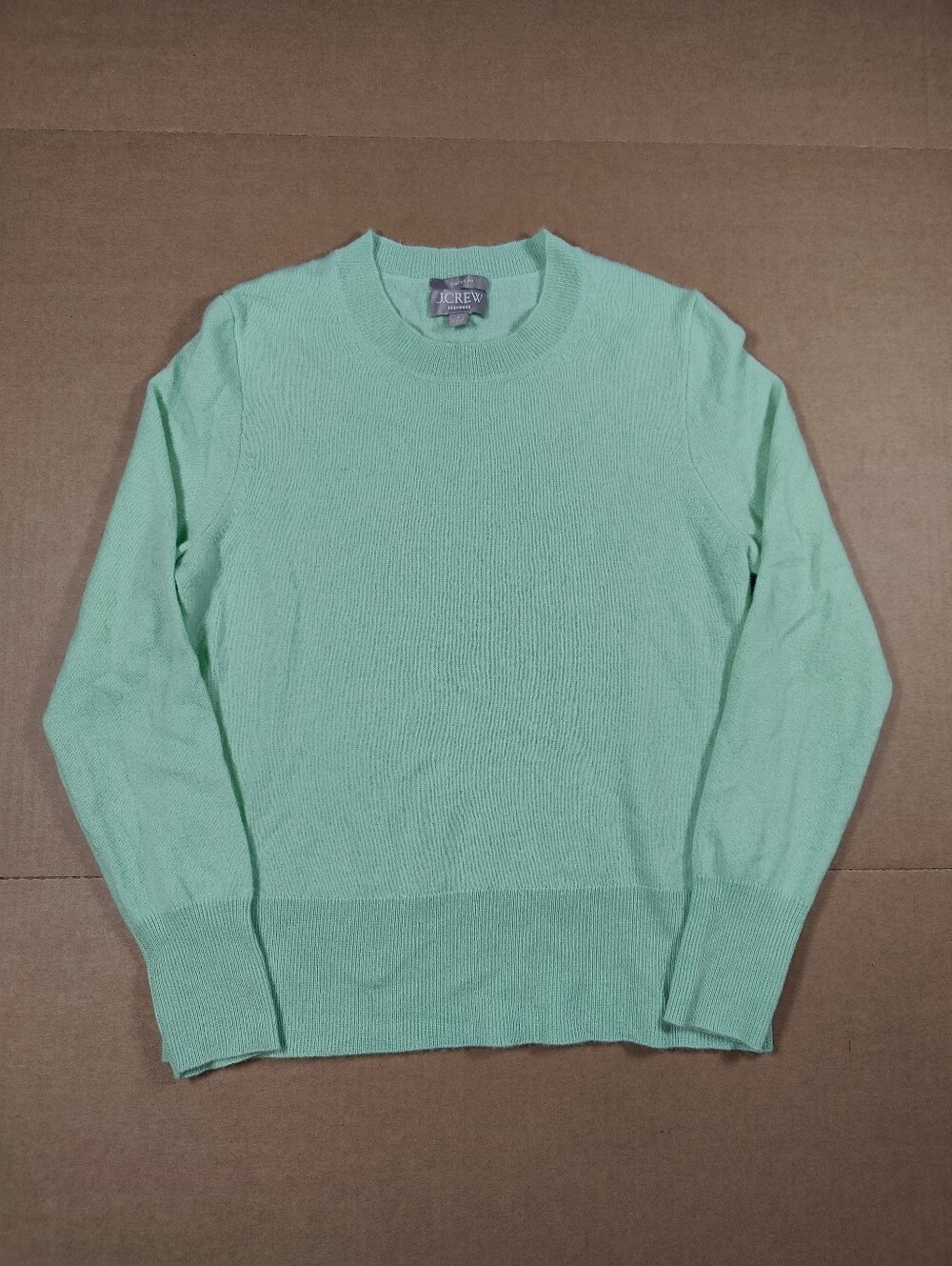 J. Crew Womens 100% Cashmere Mint Green Long Sleeve Classic Fit Sweater Size S